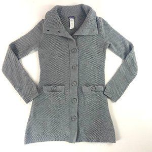 PATAGONIA Gray Merino Wool Button Front Cardigan Sweater Coat Jacket Size Small
